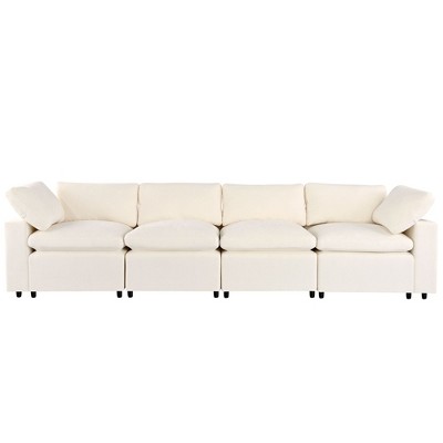 NicBex Modular 133.9" Straight Sectional Sofa Sleeper Couch Set with Charge Ports for Living Room