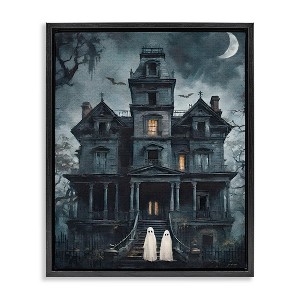 Stupell Industries Ghost Pair & Haunted Mansion Floating Frame Canvas Art - 1 of 4