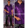 INSPIRE CHIC Men's Short Sleeves Club Party Shiny Sequin Polo Shirts - 4 of 4