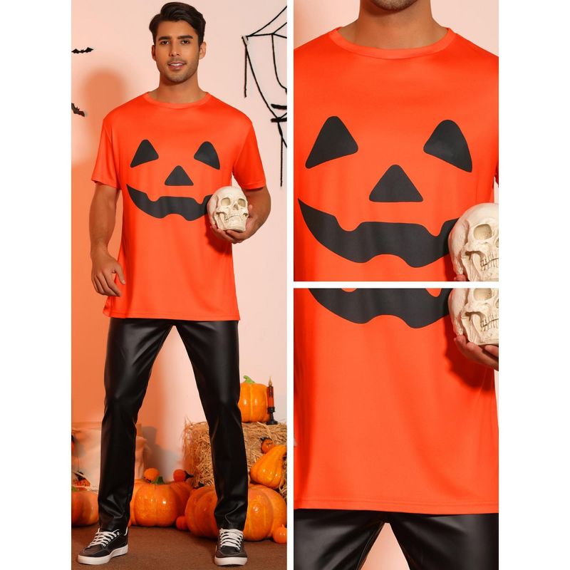 Lars Amadeus Men's Short Sleeved Party Halloween Pumpkin Printed Graphic T-Shirt, 3 of 5