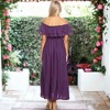 Anna-Kaci Women's Off Shoulder Double Ruffle Elastic Waist Maxi Flared Dress - 3 of 4