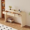 PDTEND 31.4" Modern Rounded Silhouette and Smooth Surface Console Table with 2 Drawers - 3 of 4