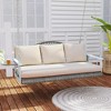 Resenkos 3-Person Wicker Swing Bench, Outdoor Patio, Porch, Natural, Comfortable Cushions, Cup Holders, - 4 of 4