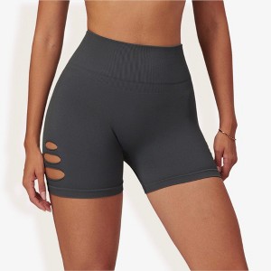 Anna-Kaci Active Women's High Waist Cutout Detail Compression Shorts with Seamless Design - 1 of 4