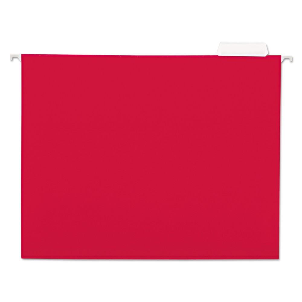UPC 087547141182 product image for Universal One Hanging File Folders, 1/5 Tab, 11 Point Stock, Letter, Red, 25/Box | upcitemdb.com