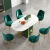 Yukimo 59.1" Modern Rectangle Leaf Folding Dining Table with Storage - Green MDF Top & Gold Metal Base, Seats 4-6 - 4 of 4