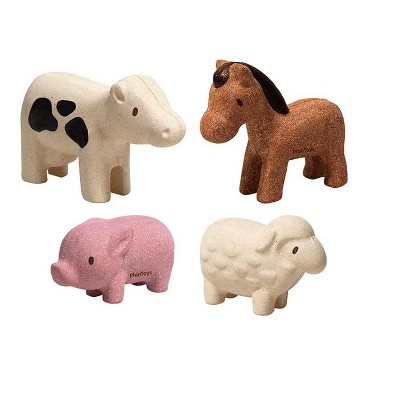 PlanWood Sustainable Farm Animals Set with Pig, Sheep, Cow, Horse