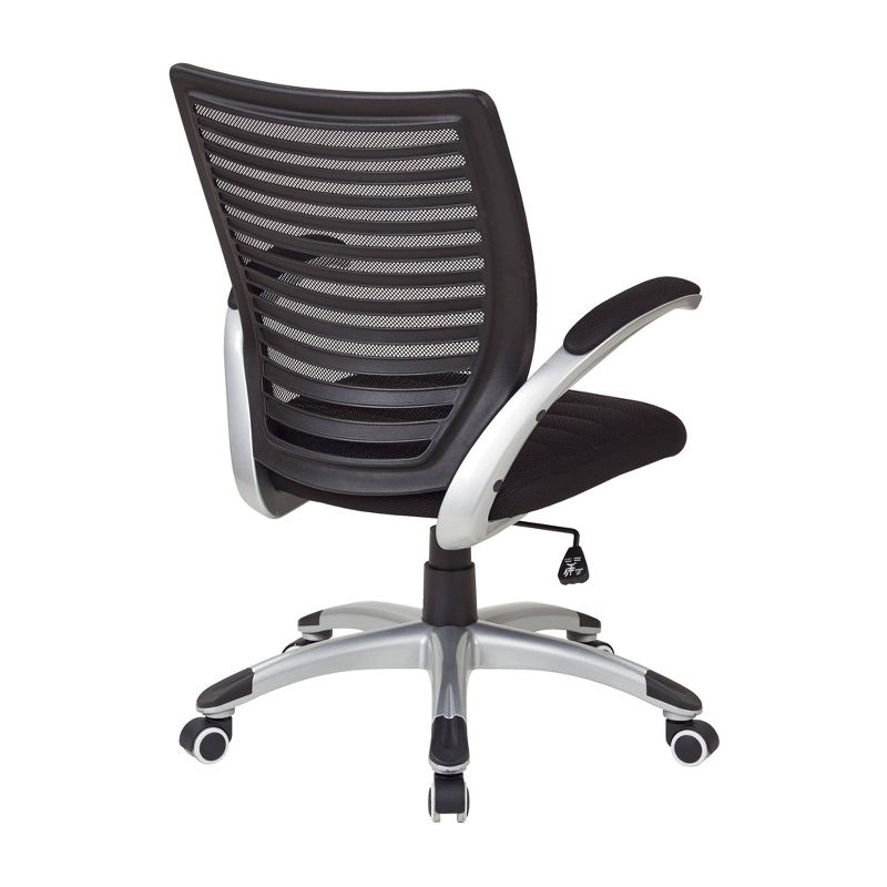 Mesh Seat and Screen Back Managers Chair with Padded Silver Arms Base - OSP Home Furnishings, 4 of 5