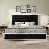 King Size Platform Bed with Upholstered Headboard, Charging Station and LED Lights - 2 of 4