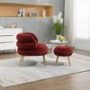 CAVINAS Velvet Barrel Chair, Upholstered Accent Chair with Ottoman, Comfy Lounge Arm Chair and Footrest Stool Set, Single Sofa Chair with Lounge Seat - 4 of 4