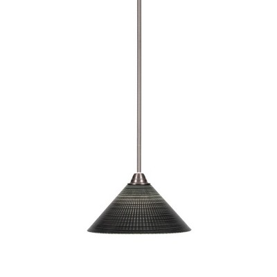 Toltec Lighting Paramount 1 - Light Pendant in  Brushed Nickel with 12" Black Matrix Shade