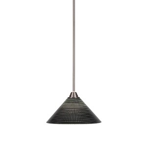 Toltec Lighting Paramount 1 - Light Pendant in  Brushed Nickel with 12" Black Matrix Shade - 1 of 1