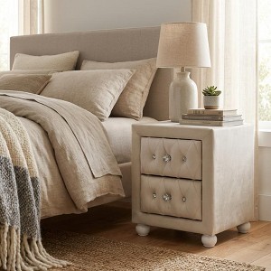 Reggie Fabric Nightstand, Hard Wood Frame, 2 Storage Drawers, Dovetail Glides - 1 of 4