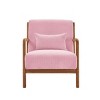 Natural Wooden Lounge Chair with Ribbed Corduroy Upholstery and Cushion for Living Room, Bedroom or Reading Corner-The Pop Home - 2 of 4