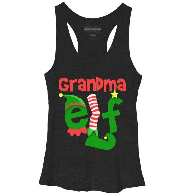 Women's Design By Humans Grandma Elf Christmas By personalized Racerback Tank Top