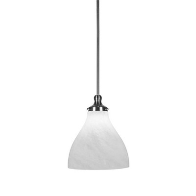 Toltec Lighting Juno 1 - Light Pendant in  Brushed Nickel with 11.75" White Marble Shade