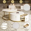 ALEXOUN Modern Round Nesting Coffee Table Set with Drawer - Fluted Elegant Design,Gold Frame for Living Room & Bedroom,Small Space - 4 of 4