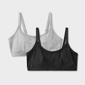 Women's 2pk Cotton Blend Scoop Back Bralette - Dealworthy™ Black/Heathered Gray - 1 of 3