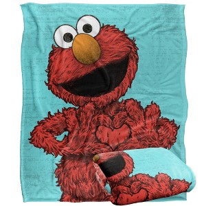Kids' Sesame Street Elmo Painted Silky Touch Blanket White 36X58 - 1 of 4
