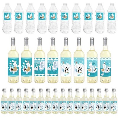 Big Dot of Happiness Arctic Polar Animals - Winter Baby Shower or Birthday Party Decorations - Beverage Bar Kit - 34 Pieces