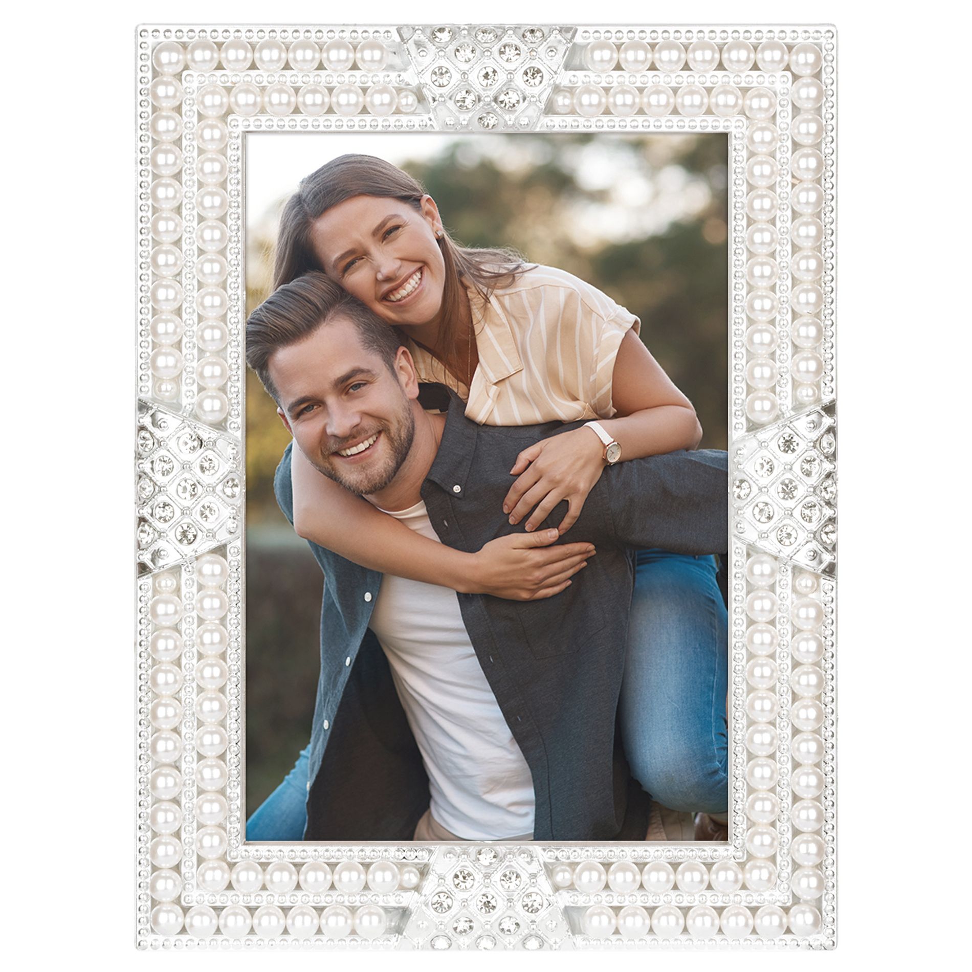 REGALWOVEN Pearl Luxury Vintage Retro Plated Photo Frames Silver 5x7