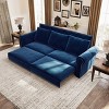 AENKYO 3-in-1 Convertible King Size Sleeper Sofa, 93.7" Velvet Chesterfield Pull Out Bed with Nailhead Trim & Rolled Arms for Living Room - 2 of 4