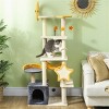 Gulches White Beige Dark Gray 63 inch Moon Star Cat Tree 22 lbs Cats Double Base Sisal Posts Hammock Condo Plush Perch Scratch Board Tower - 2 of 4