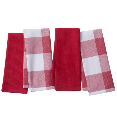 Kitchen Towels Set 4 pcs.: (4) Towels Red & Blue