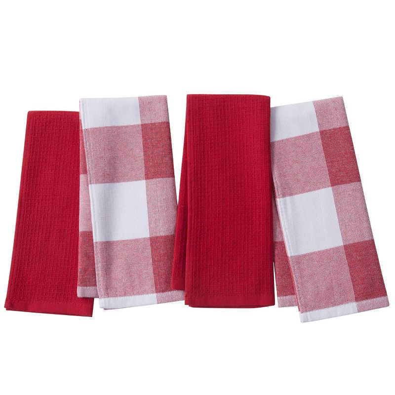 Cannon 4pk Cotton Jackson and Olivia Kitchen Towels Red, 1 of 10