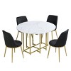 5-Piece Extendable Dining Set,Round Dining Table with Faux Marble Top and Metal Legs,4 Upholstered Foldable Dining Chairs for Small Space-Tanpinhause - 3 of 4