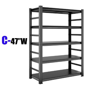 ROOMTEC 5 Tier Industrial Metal Storage Shelving, Adjustable Heavy Duty Garage Storage Rack, Standing Shelves Unit (72"H x 47.2"W x 23.6"D) - 1 of 4