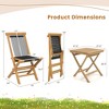 Tangkula 3-Piece Patio Bistro Set Teak Wood Square Coffee Table & Folding Chairs Set of 2 - 3 of 3