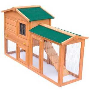 vidaXL Rabbit Hutch Green Pine wood Large Rabbit Hutch Rectangular - 1 of 4