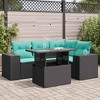 vidaXL 6 Piece Patio Sofa Set with Cushions Black Poly Rattan Acacia - 2 of 4