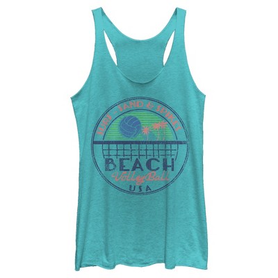 Women's Lost Gods Beach Volleyball Usa Racerback Tank Top - Tahiti Blue ...