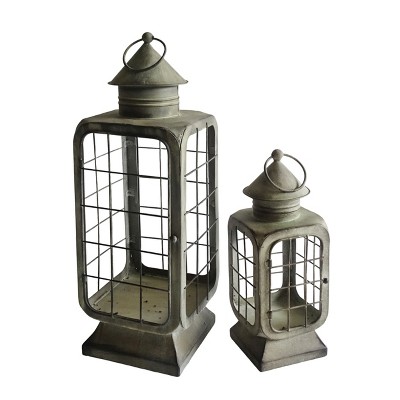 VIP Metal 17.75 in. Gray Metal Cage Lanterns Set of 2