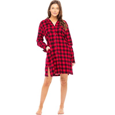Alexander Del Rossa Women's Classic Winter Sleep Shirt with Pockets, Cotton Flannel Hooded Pajamas Top in Christmas Colors