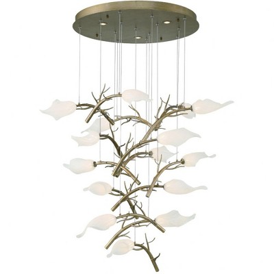 Matera Gold 15-Light Chandelier with White Glass Shades