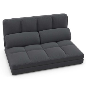 Costway Floor Sofa Bed with 2 Pillows 6 Positions Adjustable Backrest Velvet Cover Dark Grey/Light Grey - 1 of 4