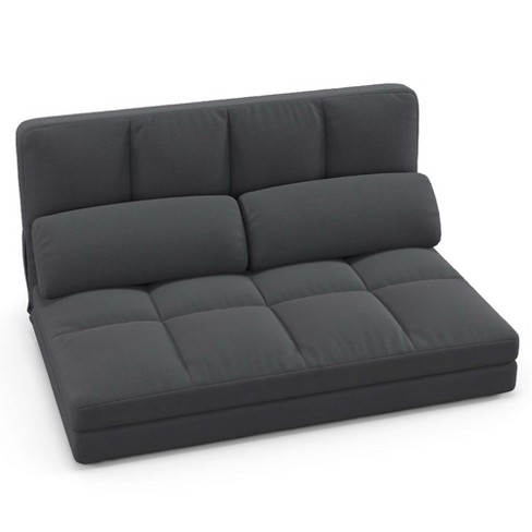 Costway Floor Sofa Bed with 2 Pillows 6 Positions Adjustable Backrest Velvet Cover Dark Grey/Light Grey - image 1 of 4