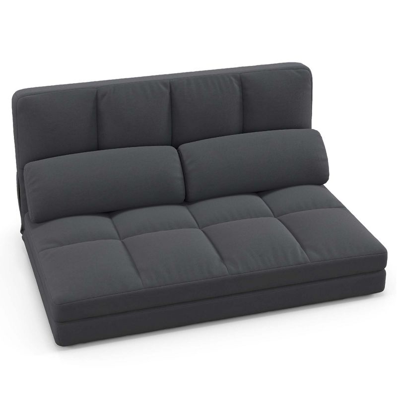 Costway Floor Sofa Bed with 2 Pillows 6 Positions Adjustable Backrest Velvet Cover Dark Grey/Light Grey, 1 of 11