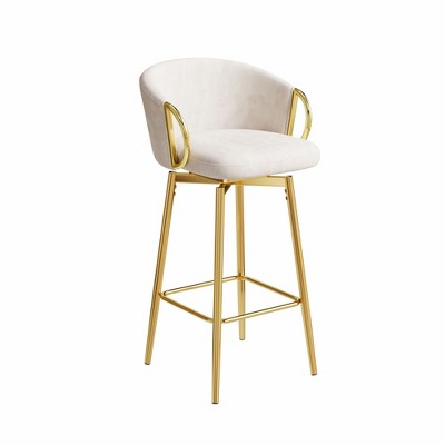 Lirago Set of 2 Velvet Swivel Bar Stools-30" Modern High Back Chairs with Gold Accents for Home and Commercial Use