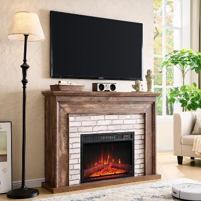 Sincido 45" TV Stand wth Electric Fireplace, Flip Top Electric Fireplace with Mantel, Remote Control Fireplace for Living Room