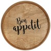 HomeRoots 14" Natural And Black Bon Appetit Round Serving Tray With Handles - 4 of 4