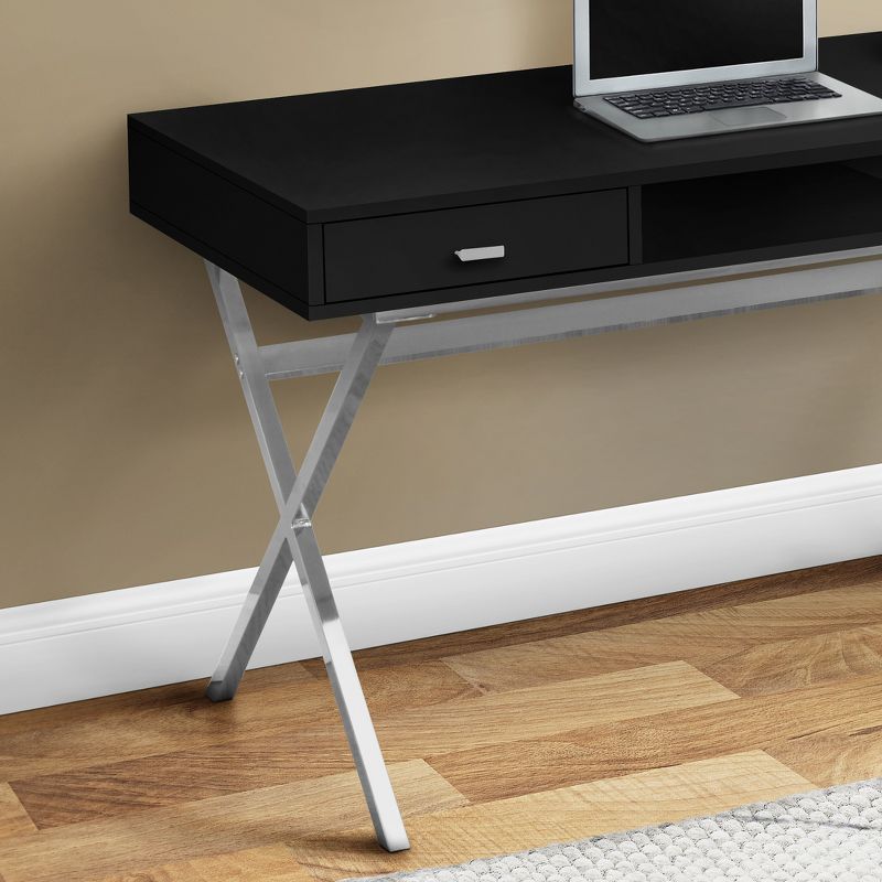 Monarch Specialties Laptop Table with Drawers and Open Shelf Computer, Writing Desk, Metal Sturdy Legs, 48" L, 3 of 5
