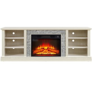 Gulches 70 in White Rectangular MDF Console Table with 23 Fireplace Insert 4 Adjustable Shelves 6 Cable Cutouts Storage Cabinet - 1 of 4