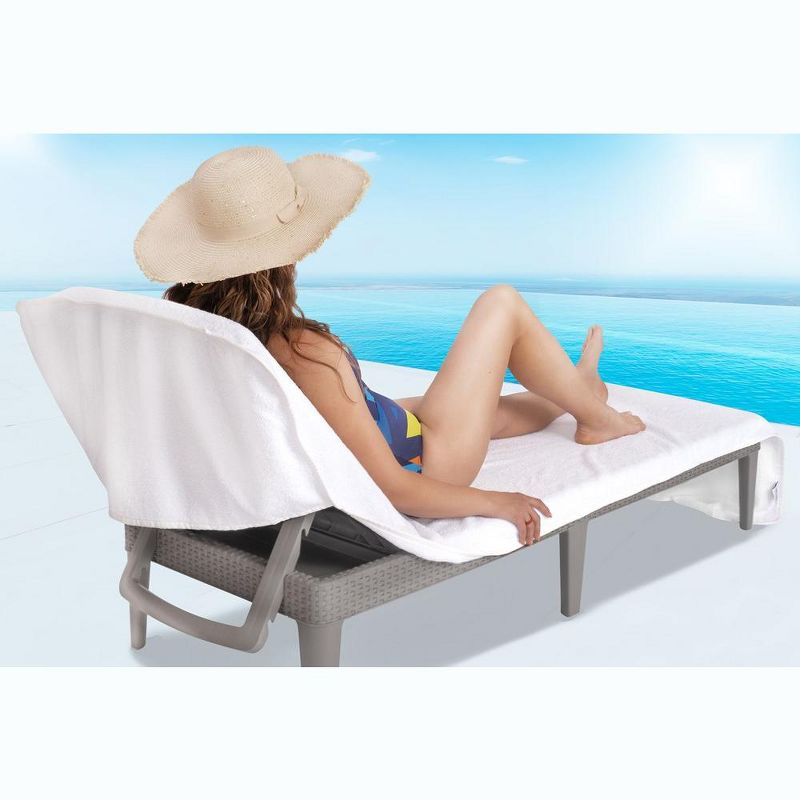 American Soft Linen Chaise Lounge Covers with Pocket, 100% Cotton Pool Chair Lounge Towel, 86"x30" Oversized Beach and Pool Towel, 1 of 8