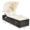 Costway Patio Rattan Lounge Chair Chaise Cushioned Top Canopy Adjustable White - image 4 of 4