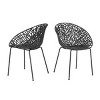 Set of 2 Outdoor Dining Chairs with Iron and Plastic Frame,Modern Patio Chairs for Backyard or Deck,Weather Resistant Chair Set-Koiai - 3 of 4