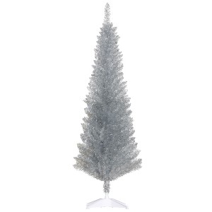 5ft Unlit Pencil Artificial Christmas Tree with Realistic Branches and 294 Tips, Plastic Base - 1 of 4